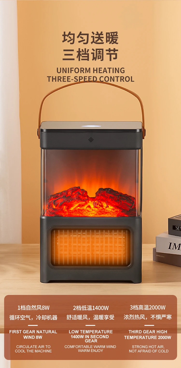 Fireplace Electric Heater Flame Warm Blower Fan Portable Desktop Household Home Heating Stove Radiator Flame Warmer Machine