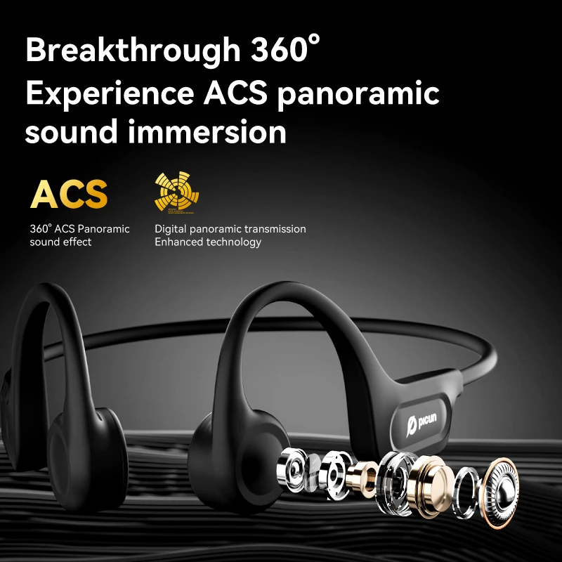 Picun T1 Open Ear Bone Conduction Bluetooth Headphone Wireless Sports Earphone Running Headset