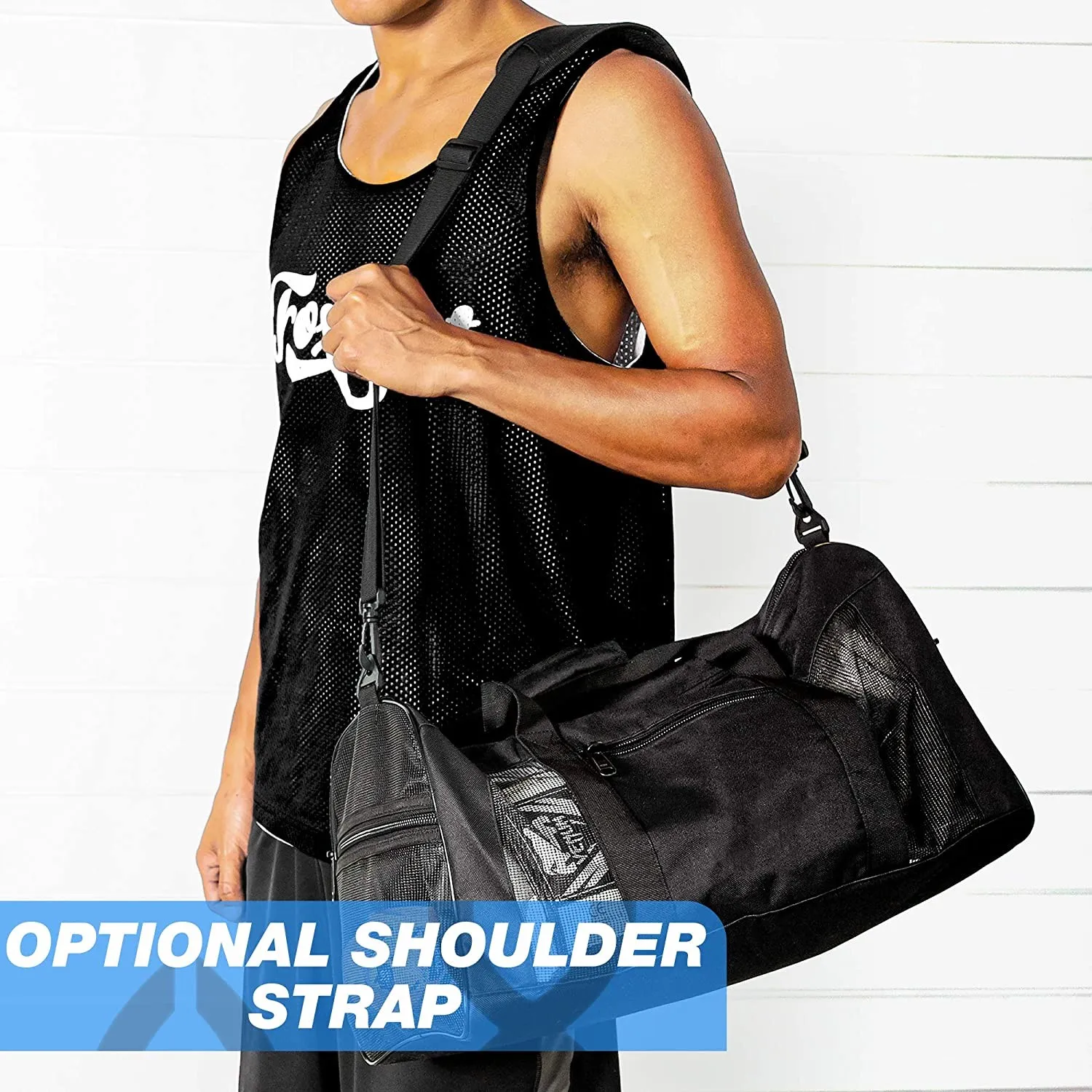 Free Customizable Lightweight Gym Travel Bag for Boxers Swimmers Active Athletes-Breathable Mesh Duffle Fashionable Zipper