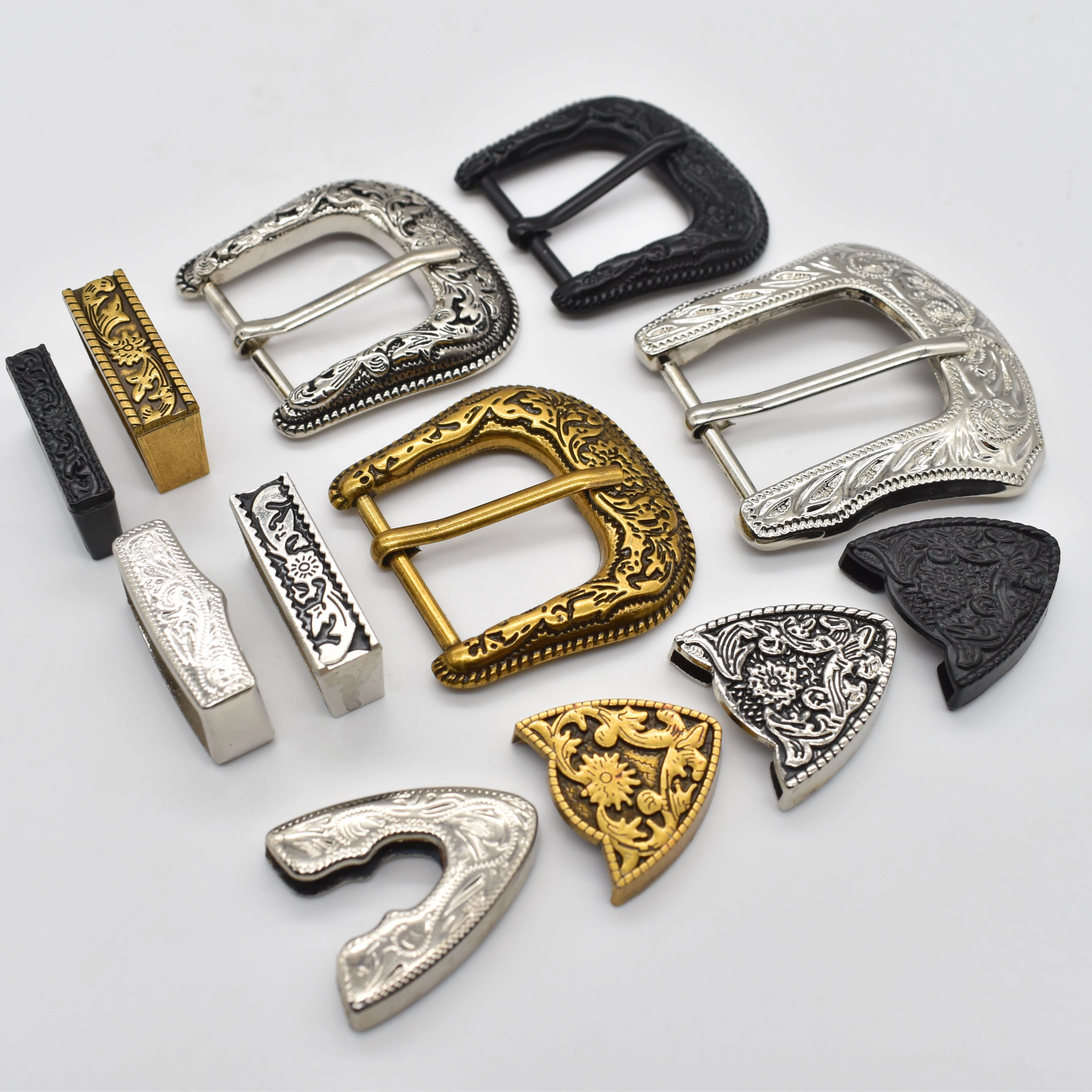 Set of Three Stylish Western Belts with Decorative Buckles Metal Buckle - Solid Buckle with Roller | GoldStar Tool main image 4