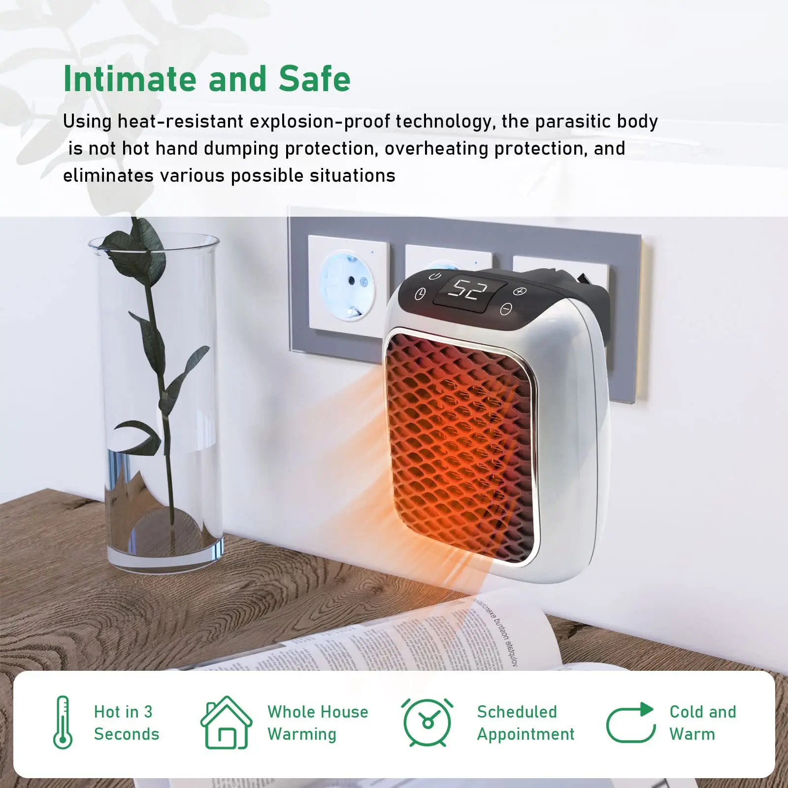 Wholesale Mini Fan Heater Small Smart Wall Socket Heater Portable