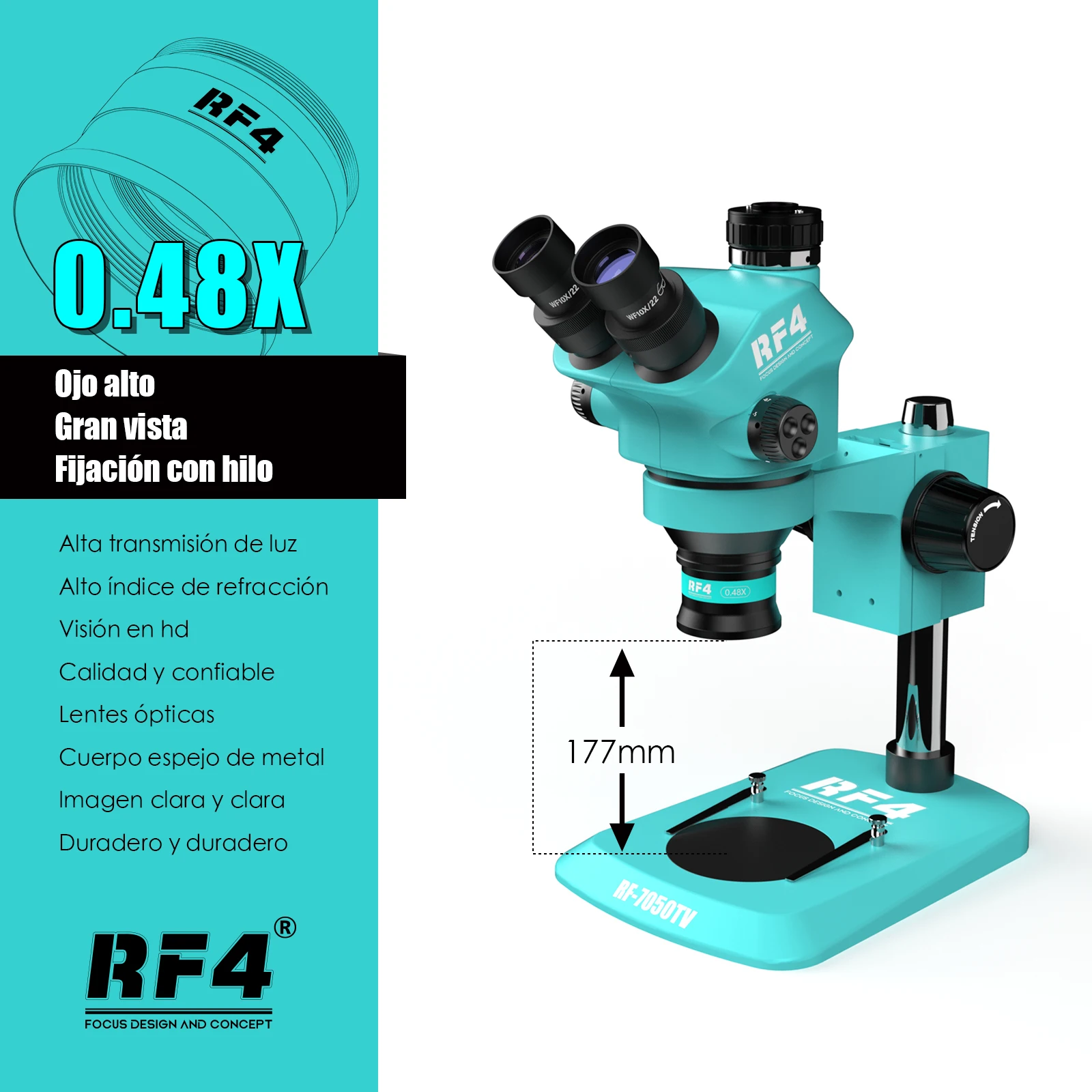 Rf4 0.48x Camera Barlow Lens For Stereo Microscope Auxiliary Objective