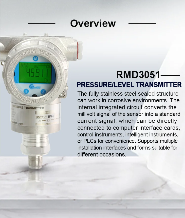 China Sentecpmd 3051 Customzible Oem 4 20ma Hart Stainless Steel 2051 Differential Pressure 