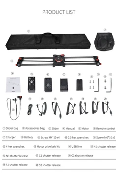 YELANGU L80RC Camera Slider Motorized Remote Control Carbon Fiber Track Powerful Motor 80CM Sliding Rail for DSLR SLR Video detail image