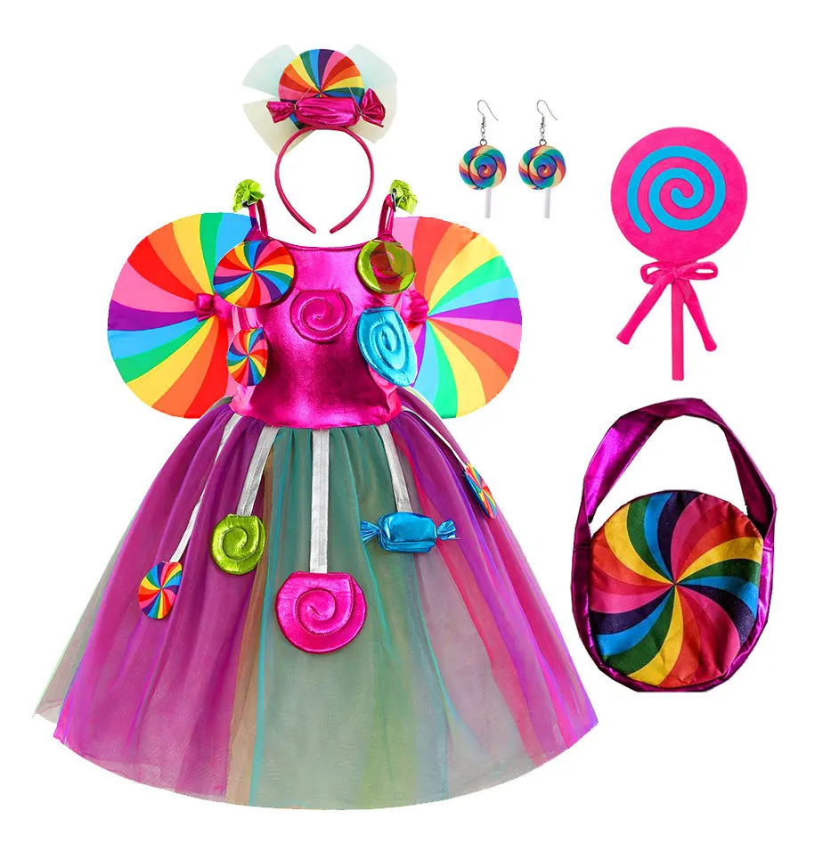 candy princess dress Girls Rainbow Candy Cosplay Dress Princess Costume Halloween Fancy-Dress, Girl's, Size: Large/6-7T