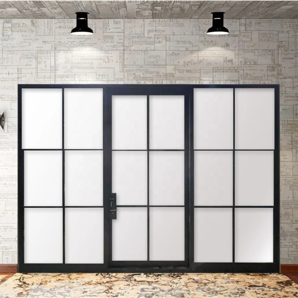 Modern Wrought Iron Glass French Door with Windproof Feature for Villa & Hotel Use Exterior and Interior Graphic Design manufacture