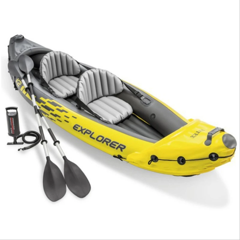Intex 68307 K2 Kayak 2 Person Inflatable Boat with Paddles and Pump
