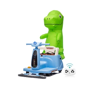 High Quality 12V Remote-Controlled Electric Bumper Car Toy with Inflatable Dinosaur Balloon 360-degree Rotation and a Mop Head