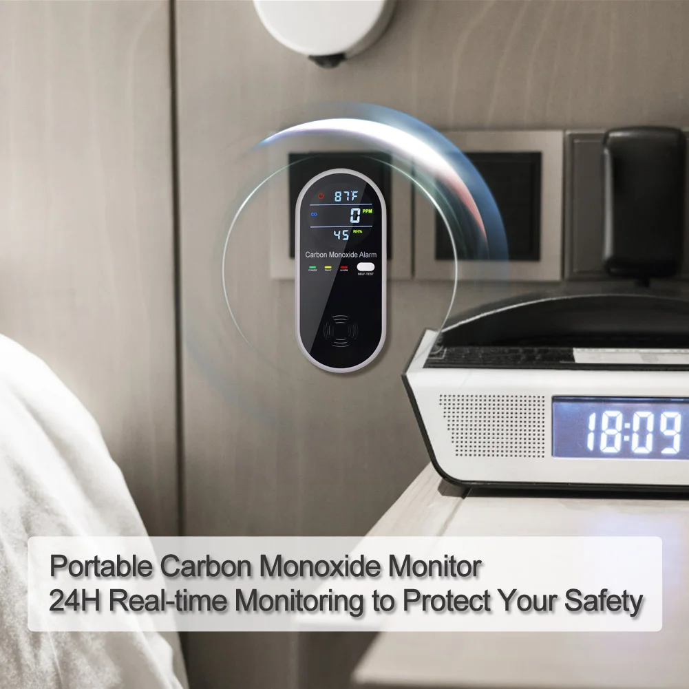 AC-Plug-in Carbon Monoxide Detectors with Voice & Light Alarm, Home Carbon Monoxide Monitor for Kitchen/Bedroom/Living Room