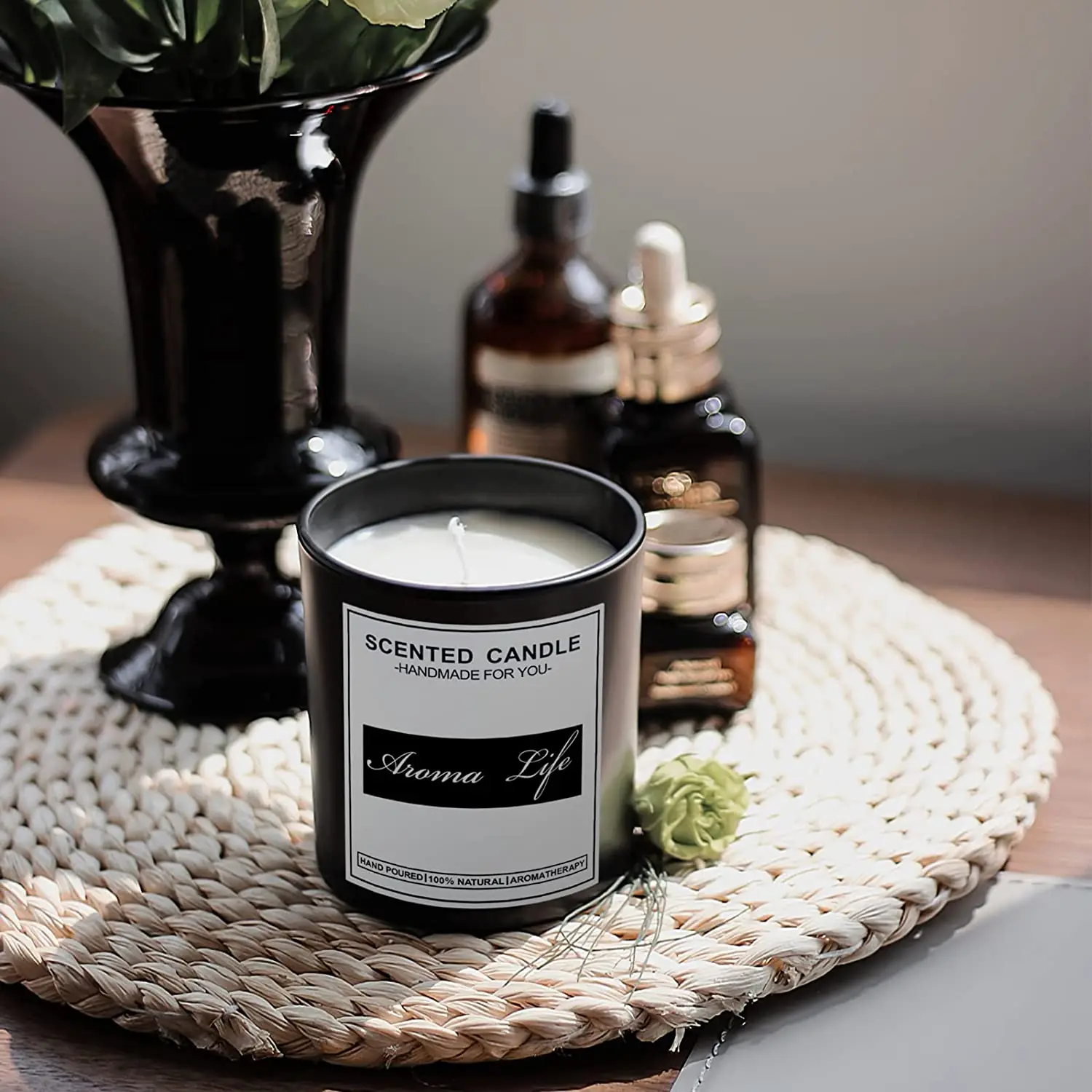 Us Warehouse 10oz Matte Black Candle Jars With Lid Packaging Glass