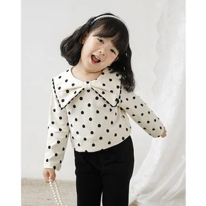 New Design Girls Fall Clothes 2022 Girls Tops Long Sleeve Kids T-shirts Boutique Dot Printed Girls T Shirts