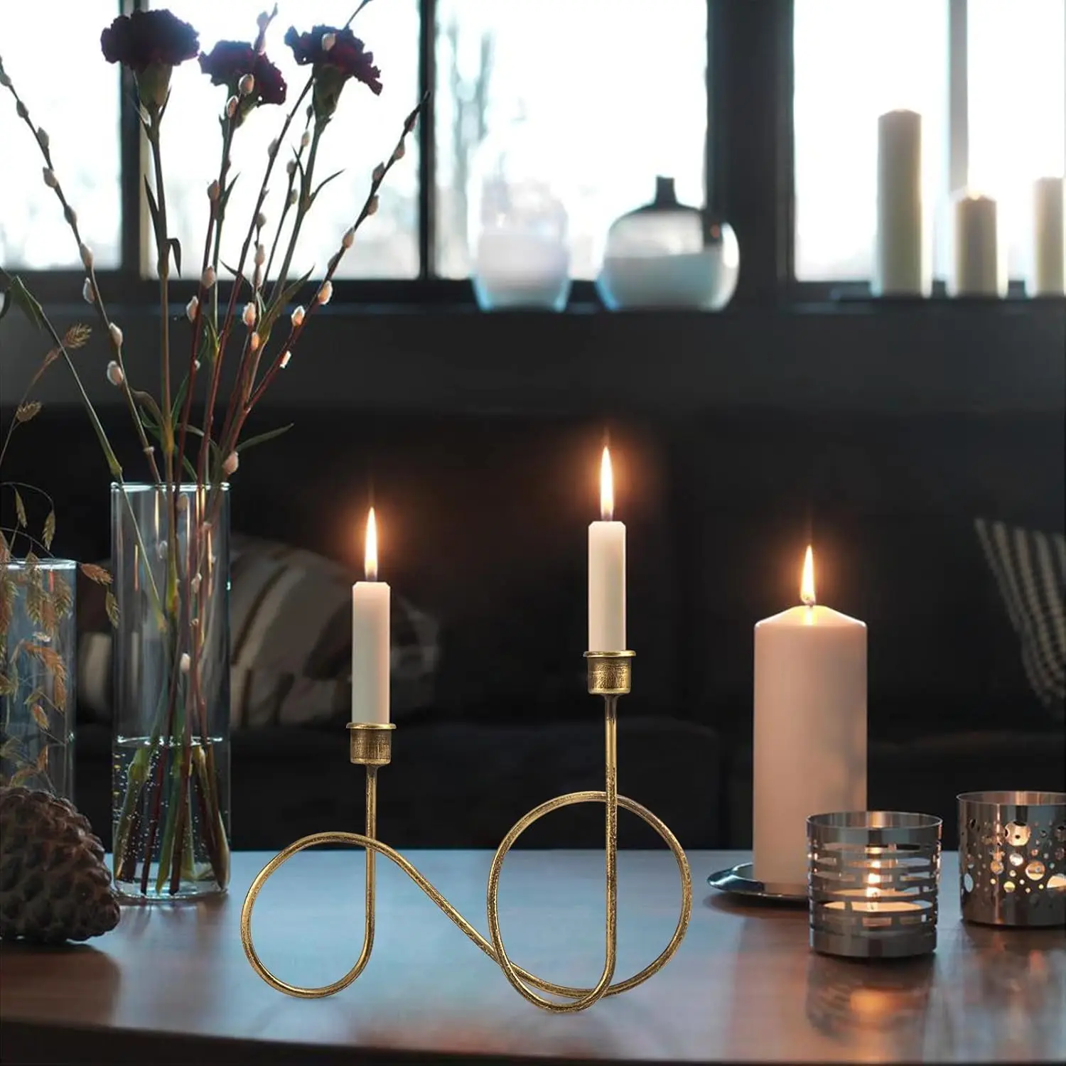 Twisted Modern Metal Candlestick Holder for Table Wedding Centerpiece & Home Decor Holidays and Housewarmings - Image 3