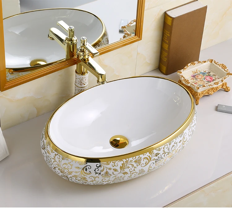 Luxury Bathroom Lavabo - Golden Sink Ceramic Art Vanity