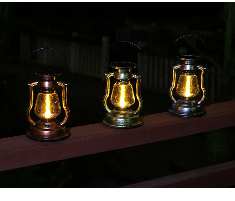 outdoor waterproof solar led retro kerosene lamp landscape garden light Flame Candle camping Lamp lantern manufacture