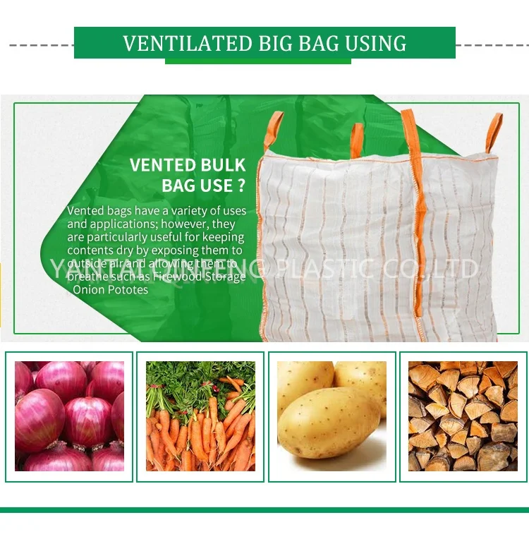 Firewood Sack Bags Packing Mesh PP Fabric Ventilated Firewood Mesh Bag  1500kg 1000kg UV Proof Big Bois De Chauffage FIBC Bag