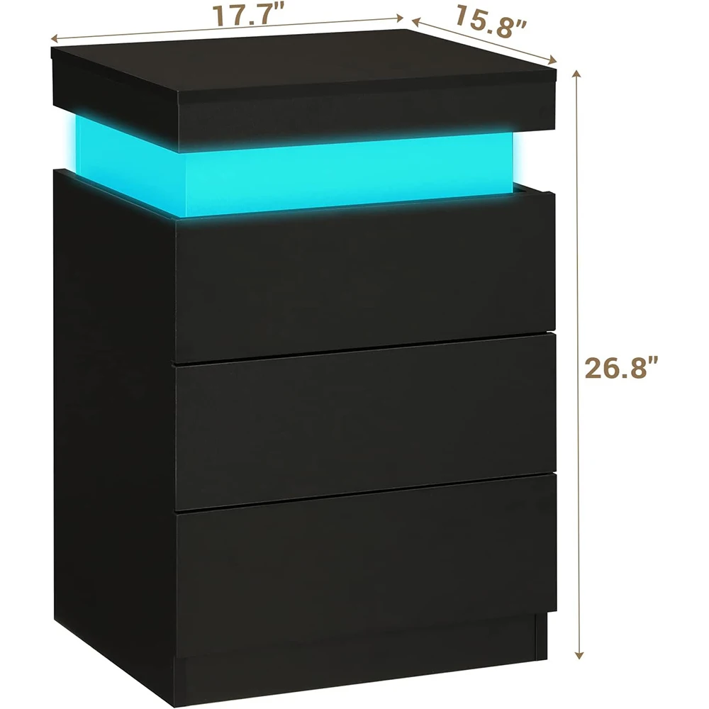 product smart nightstand charging station with led lights sliding top bedside table drawers modern panel design bedroom furniture-6