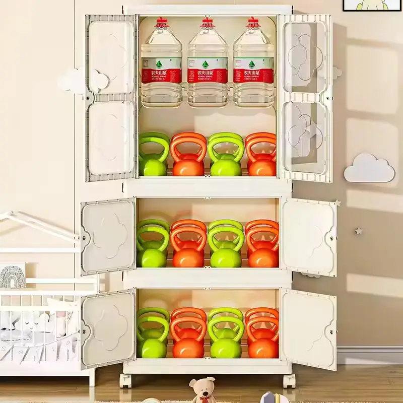 Foldable Plastic Organizer Wardrobe Cabinet for Home Portable Baby Toys Children's Clothes Storage Rectangle Fordable Injection details