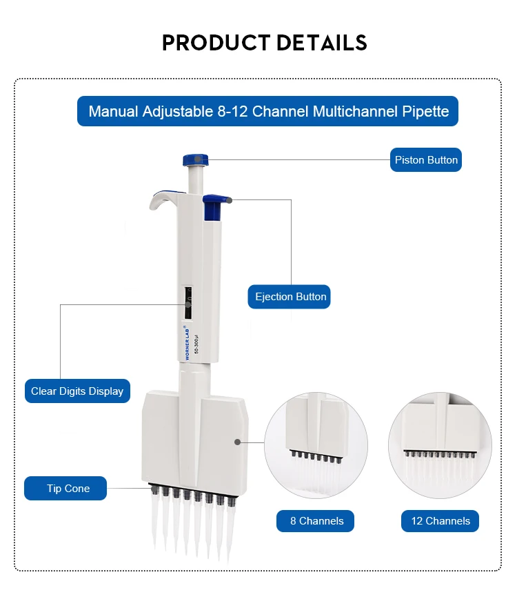 Worner Lab Wholesale 8 Channel Micropipette 300ul,Adjustable ...