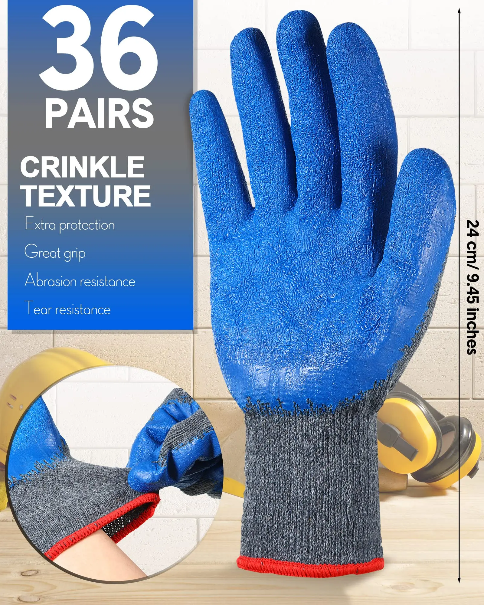 Rubber Gloves With Grip 20 Pack PU Coated Work Gloves - Ultimate Grip For  Construction & Mechanics Breathable Work Gloves Gant De Travail