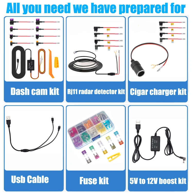 Hardwire Kit Micro Usb Port For Dash Cam,11ft With Fuse Kit,Dash Cam