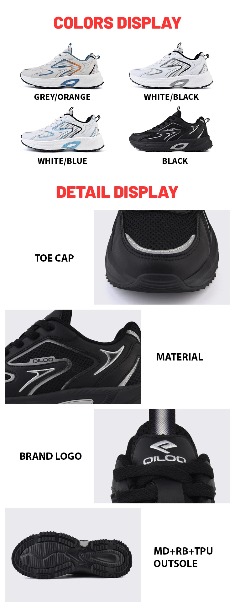 Qiloo High Quality Winter Sport Shoes Casual Fashion Walking Style