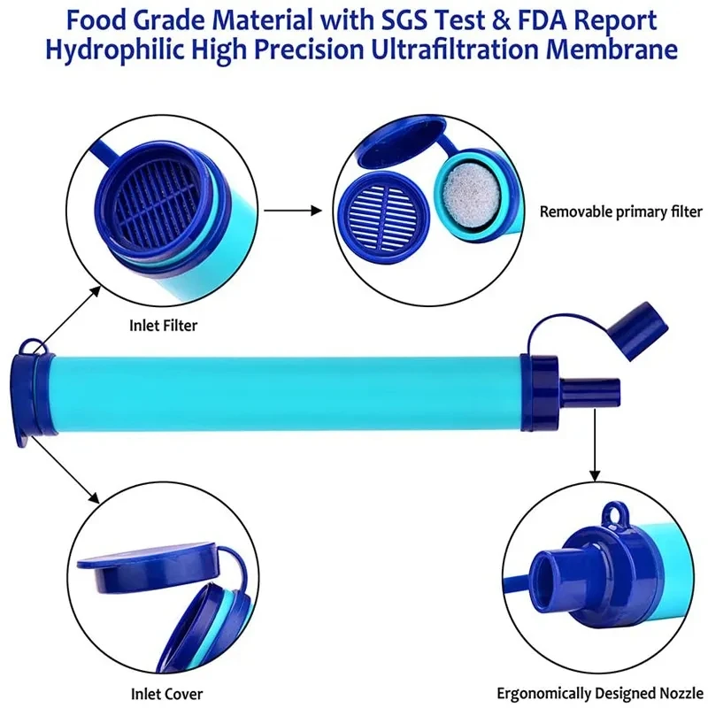 Outdoor Water Filter Personal Water Filtration Straw Emergency Survival