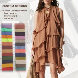 2026 Summer New Ladies Beach Women's Elegant Chiffon Sleeveless Fluffy Long Dress Ruffles Layered Dresses