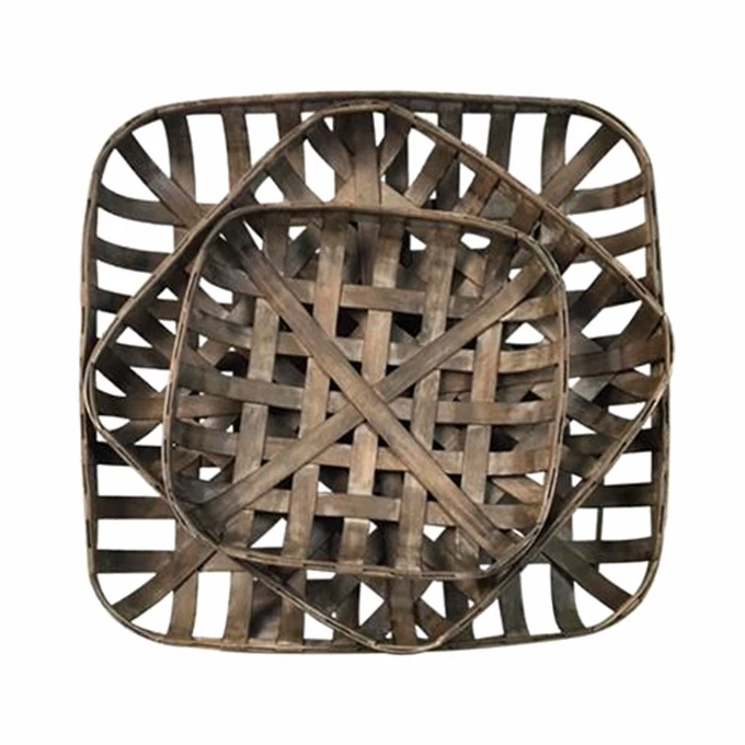 Home Square Tobacco Basket 24 Inch Dark Brown Woodchip Wall Decor Woven  Farmhouse Decor