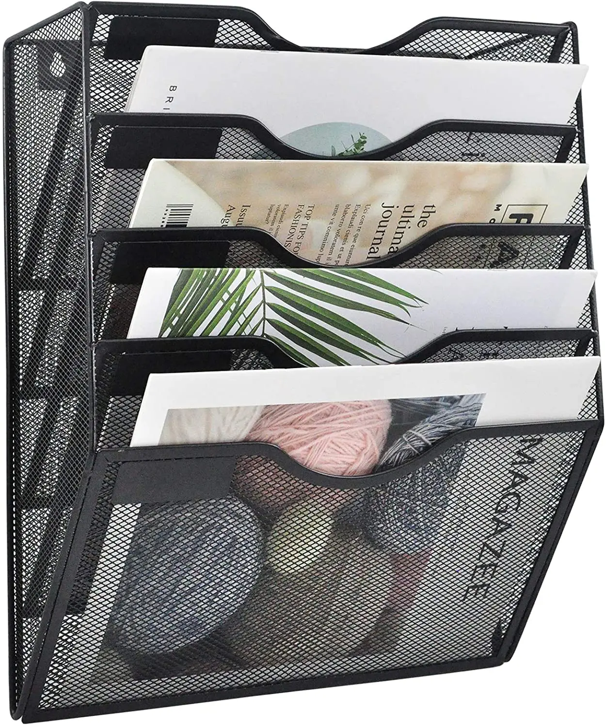 Bamboo Wood Desktop File Folder 4 Slots, Wooden Sorter Holder for Document Envelope for Office & Home