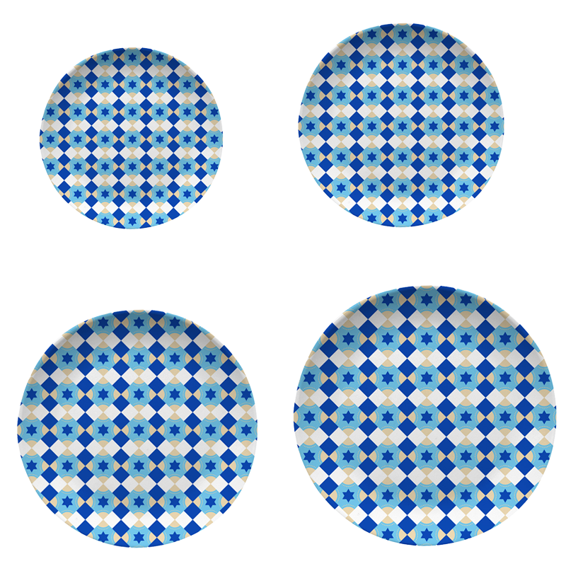 Customized Printing Kitchen Rpet Plates Round Dinner Plate Bamboo Fiber