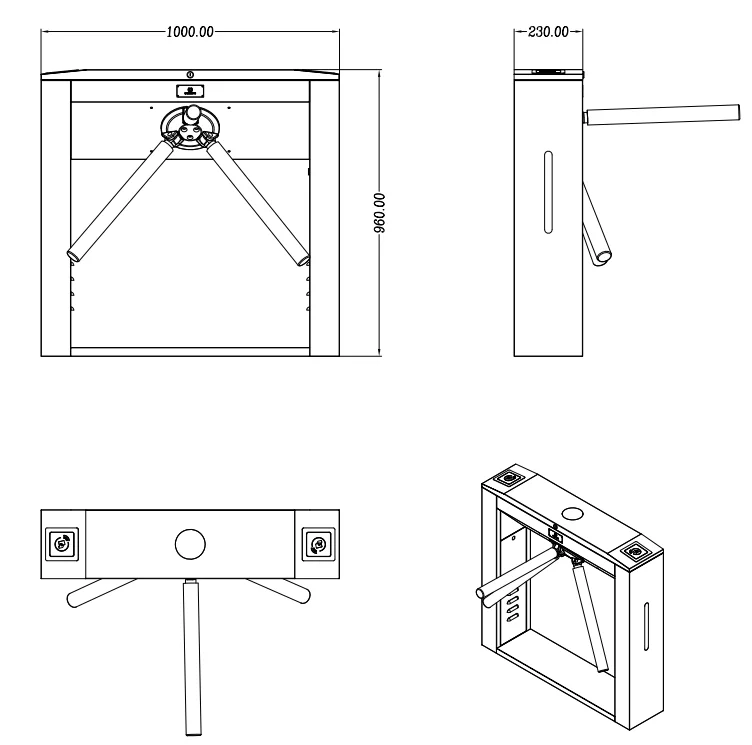 Custom high speed safe intelligent access control system 304 stainless steel semi-automatic entrance turnstile gate