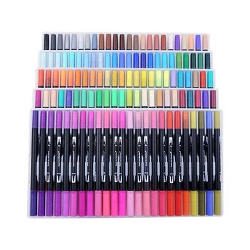 Non Toxic Soft Brush Watercolor Pen 100 Colors Dual Marker Brush Pen Set Art Marker
