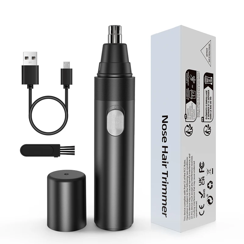 Portable Rechargeable Four-in-One Nose Hair Trimmer Set Electric Push Shear for Home Salon Car RV Use Durable Plastic for Garage