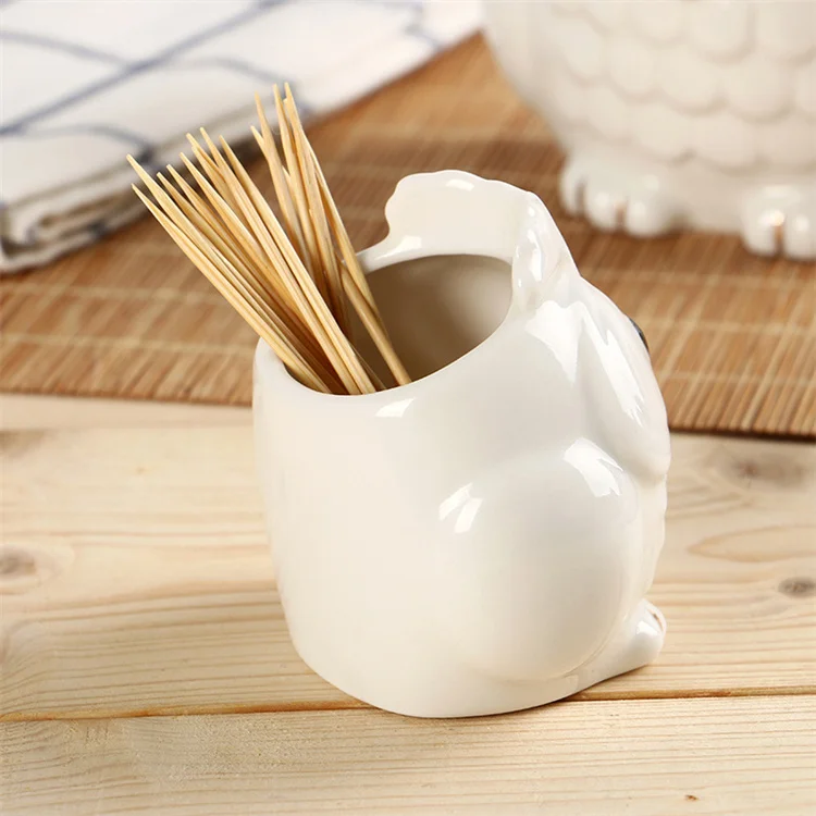 Customized High-End Ceramic Owl Toothpick & Pen Holder Glazed Exclusive Design for Restaurants Personalized Specialty Supplies