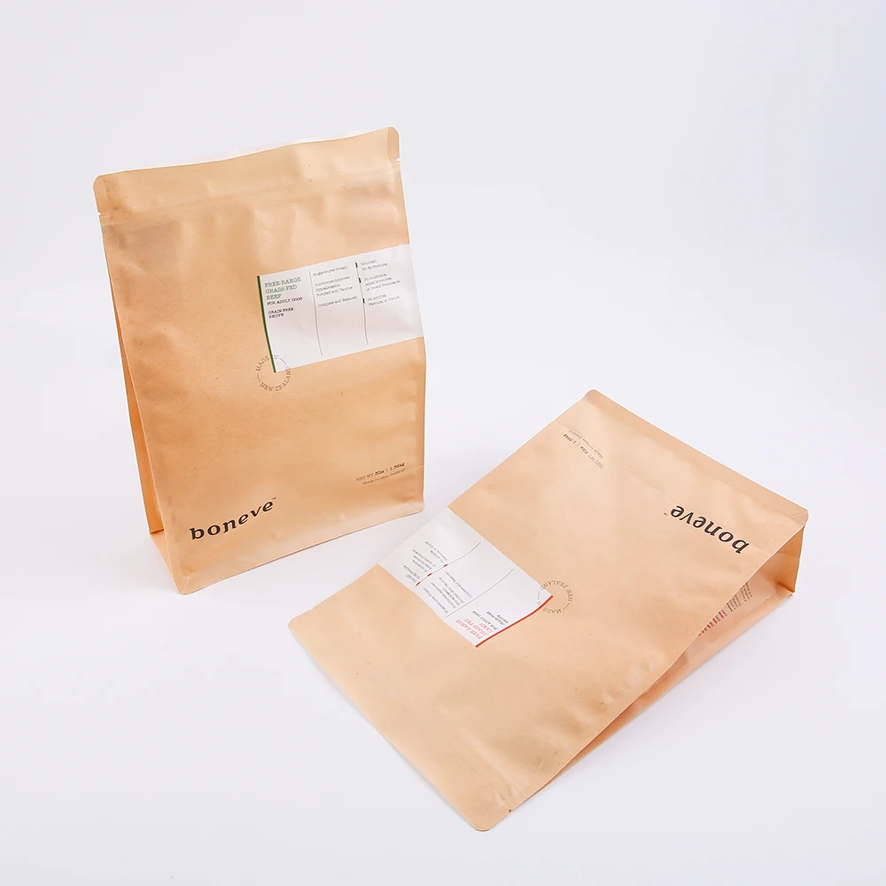 Custom logo Food Grade Assorted Color 8 Side sealed Flat Bottom Mylar Zipper Coffee Bean Bag with Flat Side Gusset Bottom