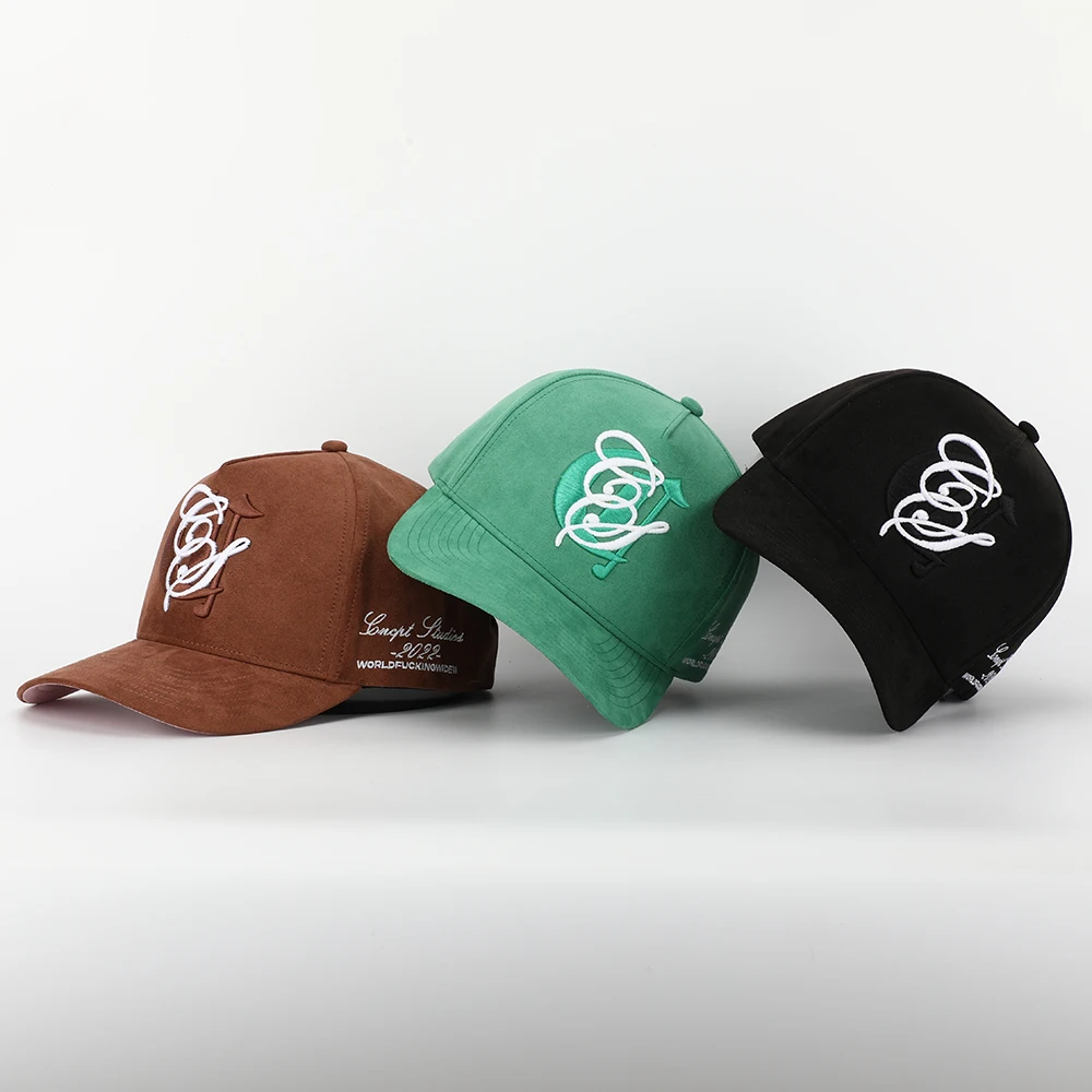 BSCI Manufacturer Meidiney Custom 5 Panel Suede Baseball Cap,3D Embroidery Logo Gorras,Wholesale Structured Dad Hat
