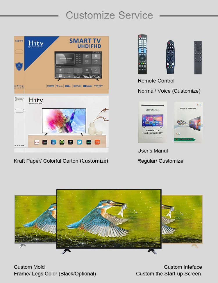 Factory Oem 55 Inch Screen Tv 4k Android Smart Wifi Led Lcd Television