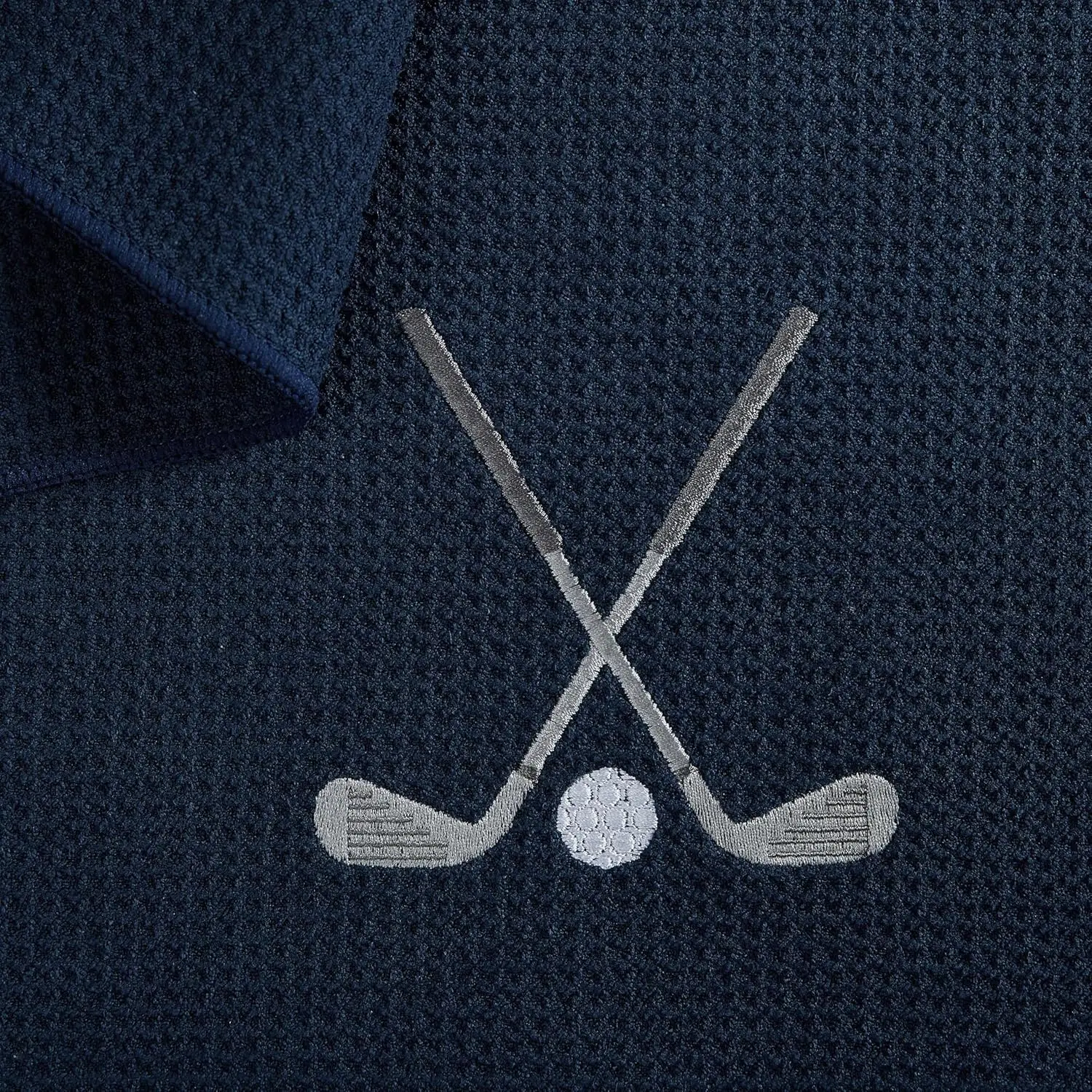 Custom Navy Blue 40 x 60cm Jacquard Embroidered Logo 16x24 Inch Microfiber Waffle Polyester Golf Towel Sports Sublimation Blank supplier