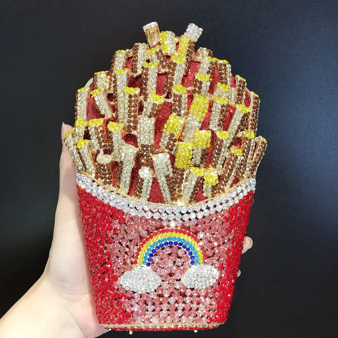 Luxury Rhinestone French Fries Evening Clutch