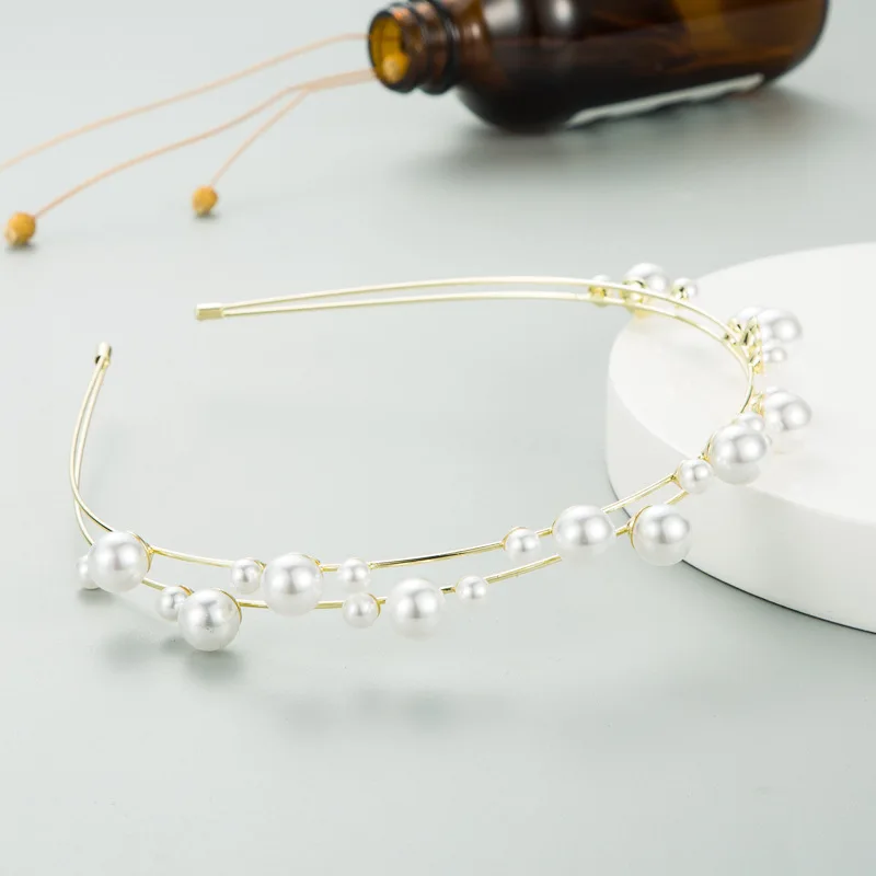 2021 Girl Hair Accessories Bridal Pearl Hairbands New Fashion Jewelry Big Headband Hoop