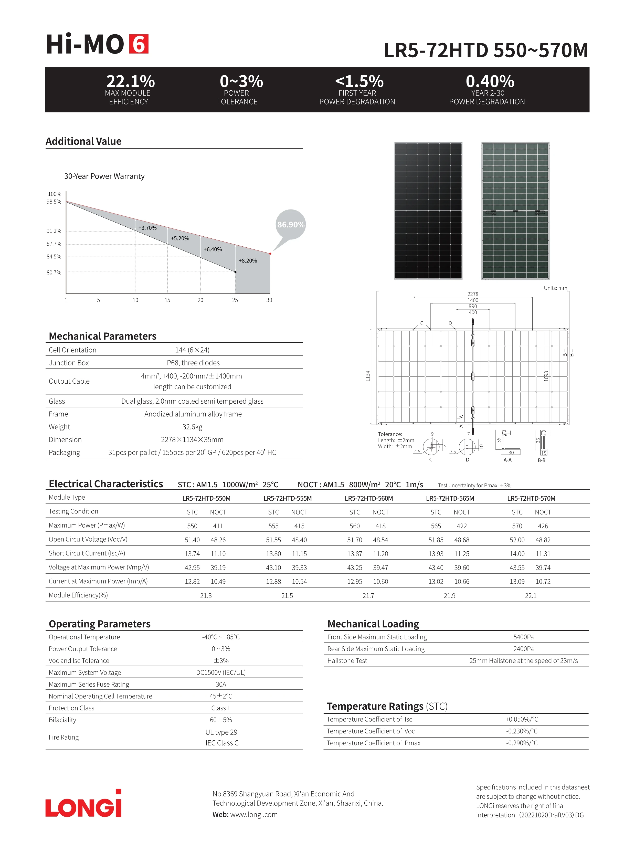 Longi/jinko Solar Energy Panel 550w Dual Glass Perc Mono 555w 575w 545w