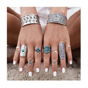 Rings Fashion Ladies Wholesale Wedding Ladies Knuckle Diamond Retro Plated Finger Rings Set Women Jewelry