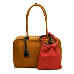 Minissimi Low MOQ Suede Naisten Laukut Solid Color Simple Style Winter Custom Bag English Style Soft Ladies Shoulder Bag