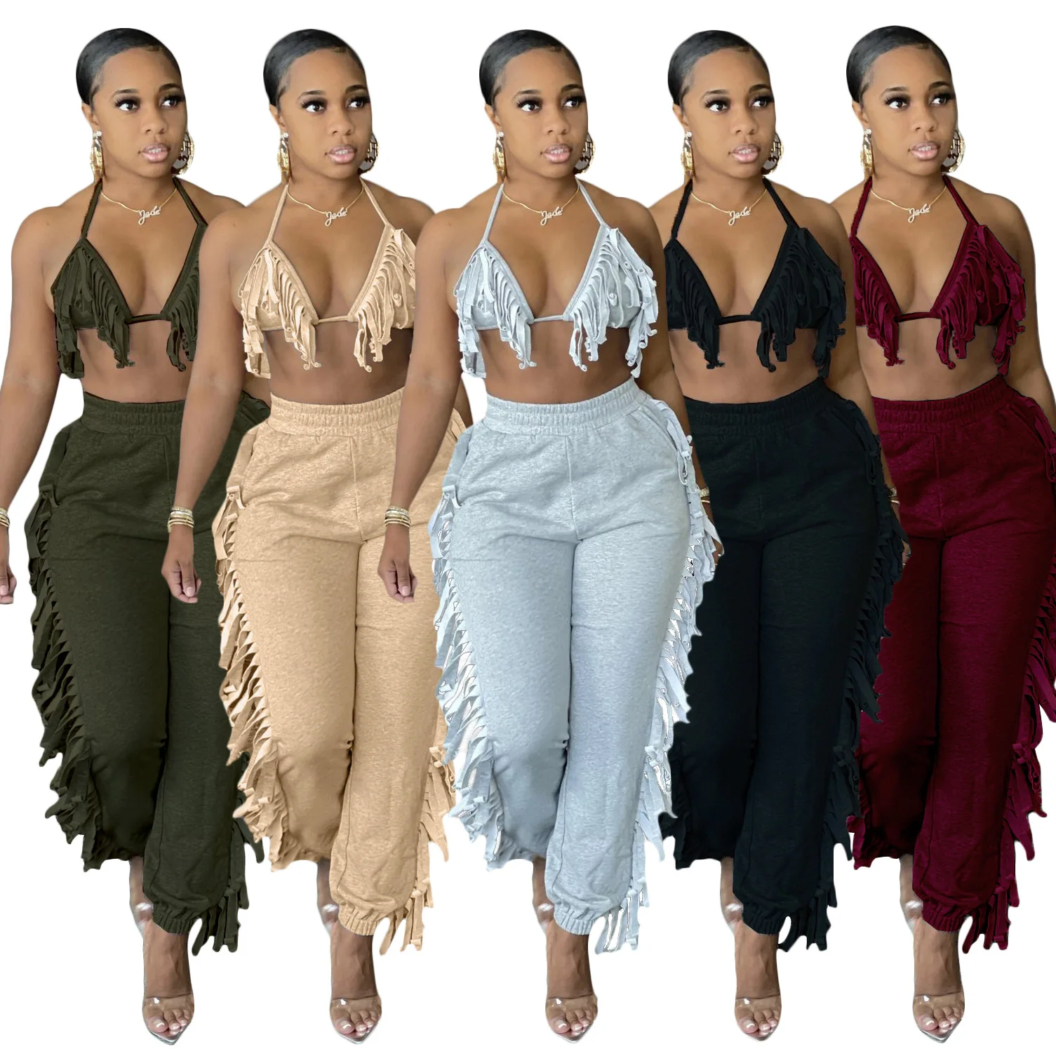 Conjunto De 2 Piezas Formado Por Top Y Top Corto,Con Borlas,Para Mujer,Sexy,Para  Discoteca,2021 - Buy Vestido De Verano 2021 Mujeres Niñas Nike Impreso  Mujer Chándal 2 Pieza Corta De Las Mujeres Conjunto