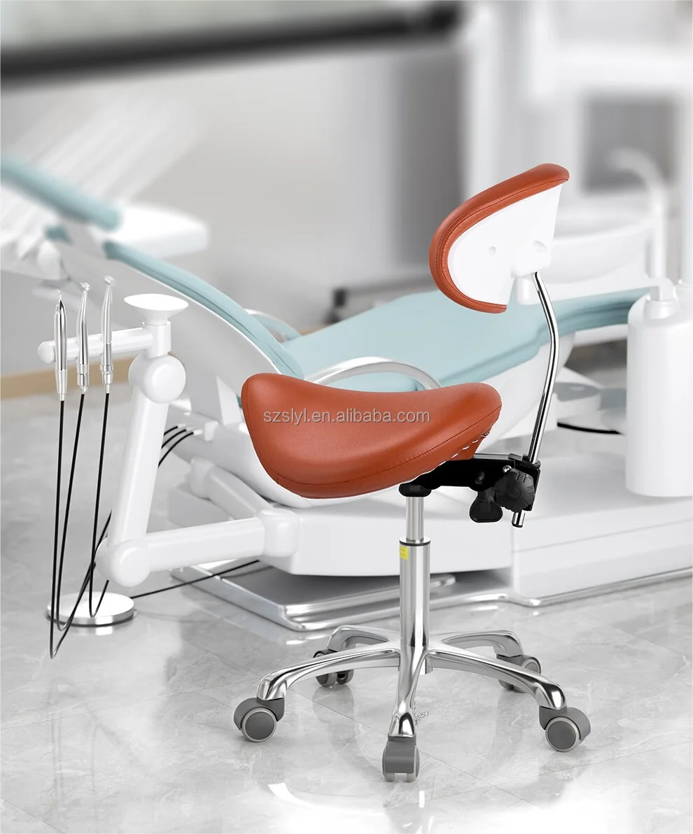 Ergonomic Dental Stool PU Leather Assistant Saddle Chair for Hospitals Dental Doctor Stool