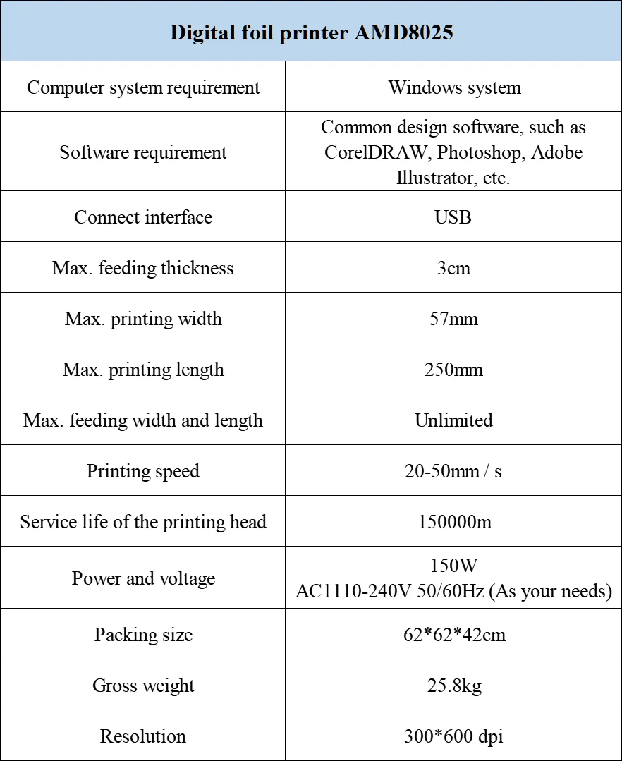 Logo Digital Hot Foil Printer Digital Foil Printing Machine Amd8025 On
