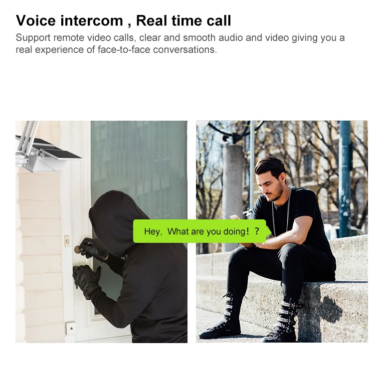 Dropshipping Battery Operated Wireless  4G IP Camera Outdoor Solar Power Panel CCTV Security Intercom Camera
