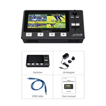 FEELWORLD L2 PLUS Broadcast Mixer Switcher 5.5" Touch Video Mixer Chroma Key USB Live Stream Custom Logo Factory Wholesale product image