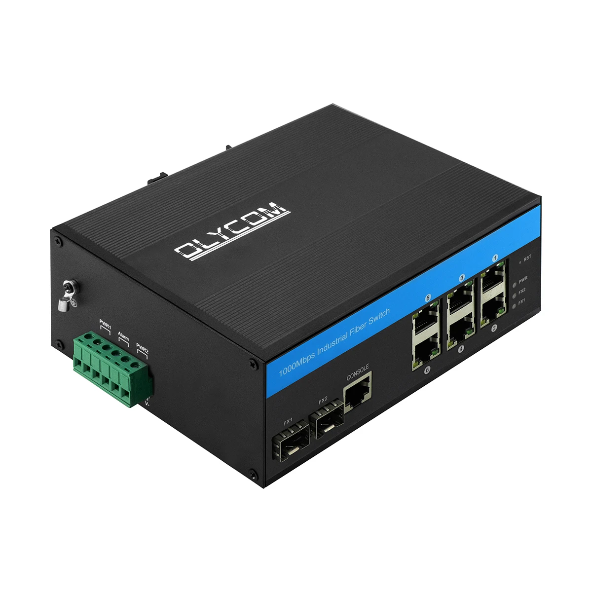 Din Rail 2 optical to 6 Rj45 8 port Gigabit industrial poe L2 managed switch