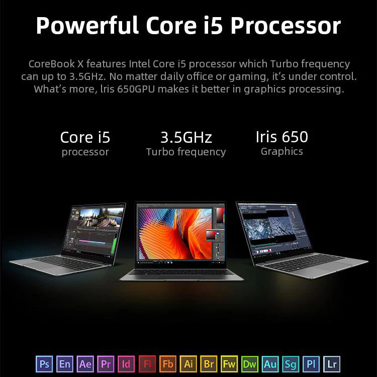 CHUWI CoreBook X Intel Core i5-7267U Laptops 14 Inch 2160x1440 Resolution  DDR4 16GB 256GB SSD Window s 10 Computer 46.2W Battery| Alibaba.com